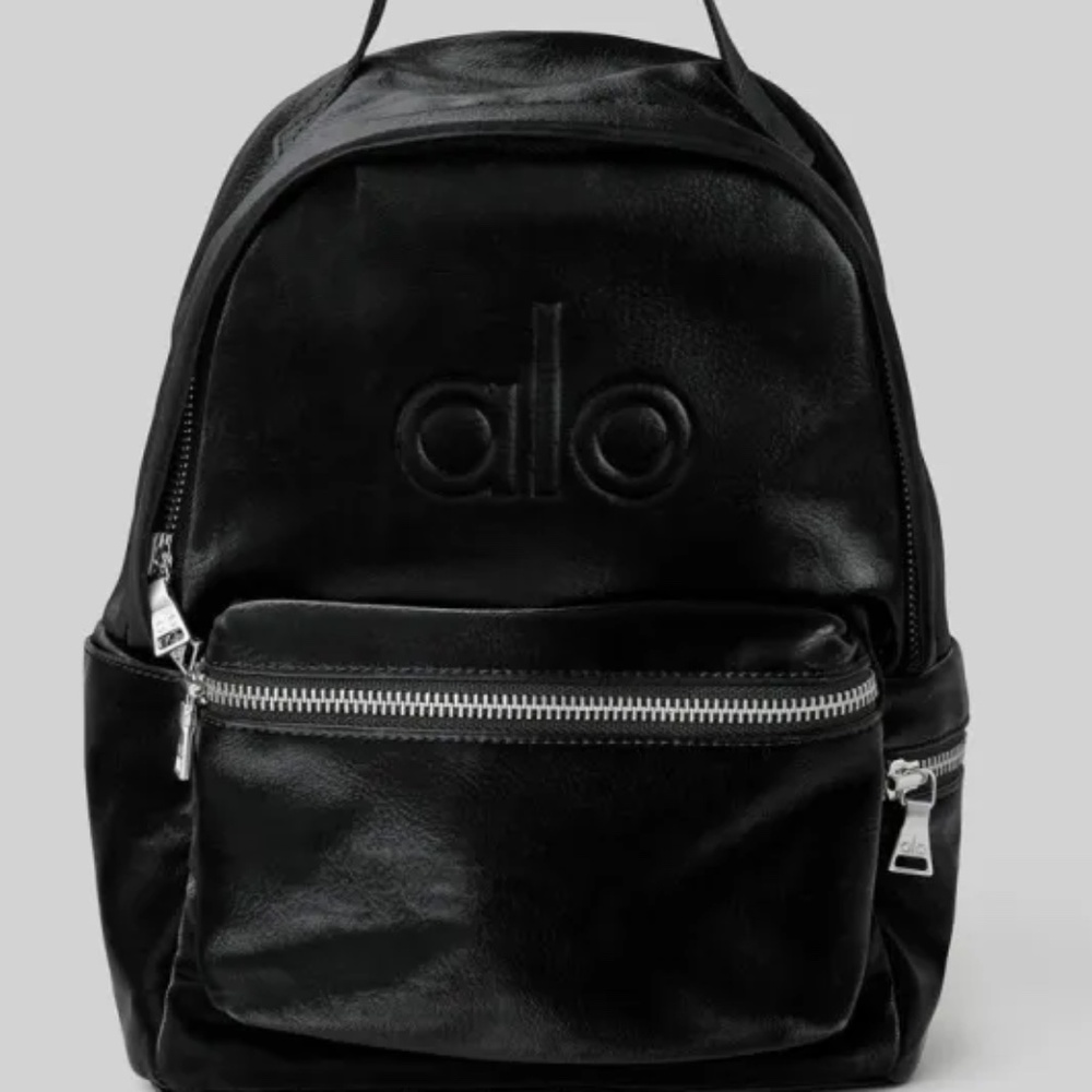 ALO Yoga Black Mini Backpack with Front Zip Pocket